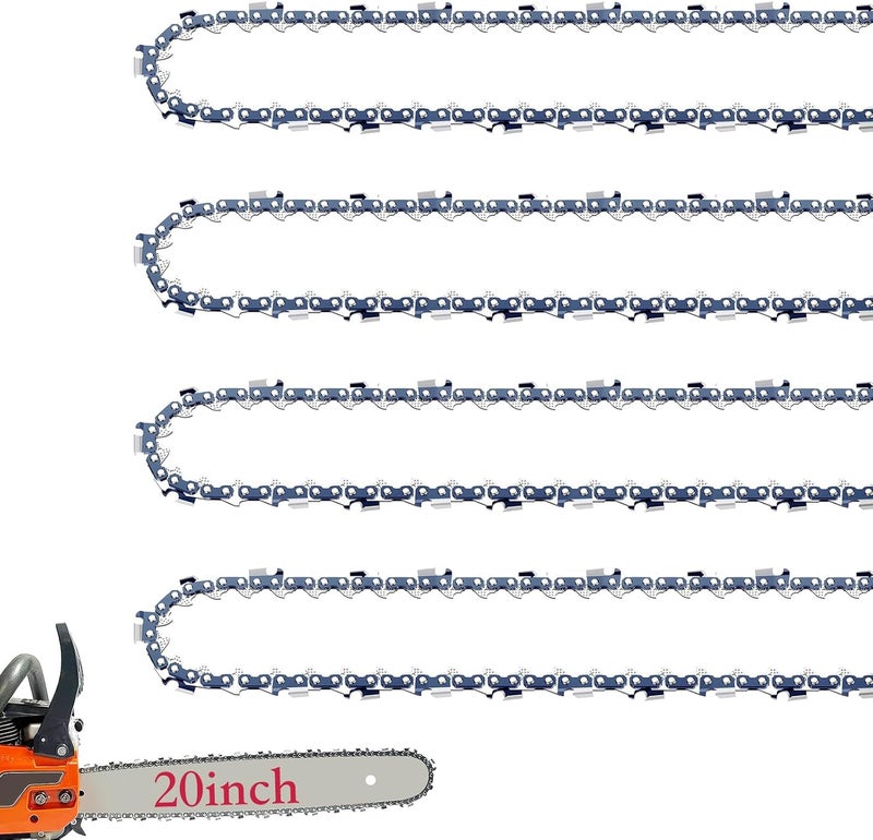 Fifchall 4 Pack 20 Inch Chainsaw Chain 3/8" Pitch .050" Gauge 72 Drive Links Fits Husqvarna 455 Rancher, 460 Rancher, Stihl MS391 MS311 33RS-72, Poulan PR5020 - E72 (4 Chains) - Image 1